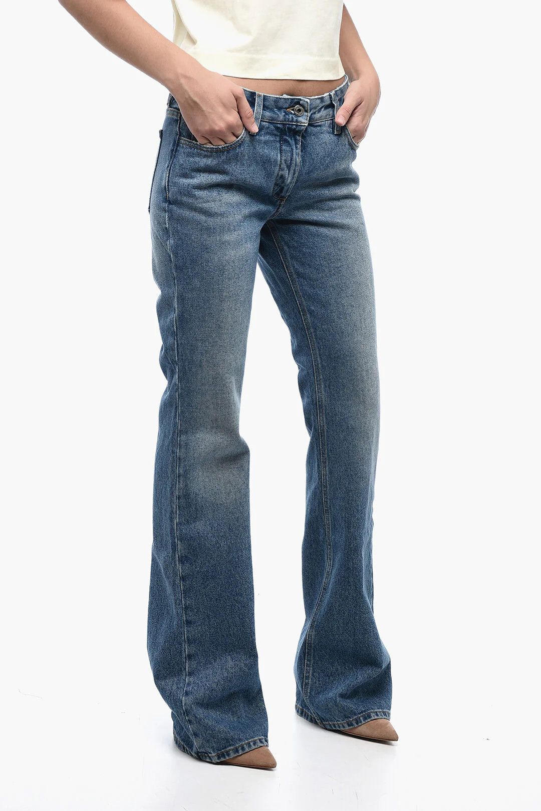 Off-White og1mm0426 Slim Flared Fit Jeans in Blue Size 27" / US 4 / IT 40 - 1 Thumbnail