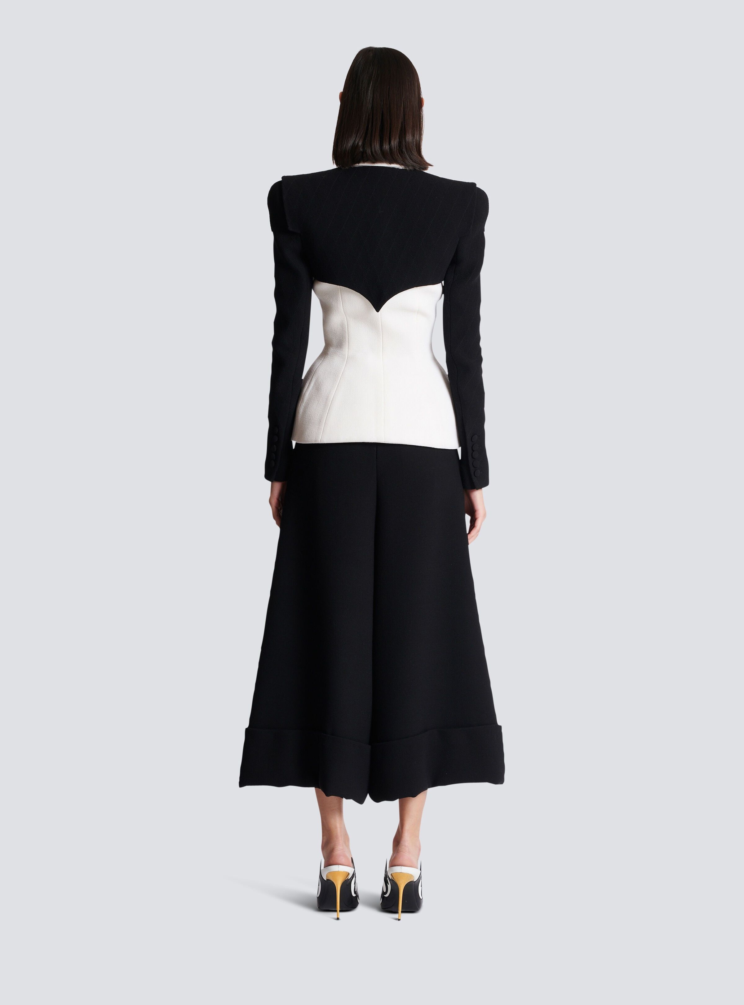 Balmain o1s1wg110825 Double Crepe Jacket in Black/White Size S / US 4 / IT 40 - 4 Thumbnail