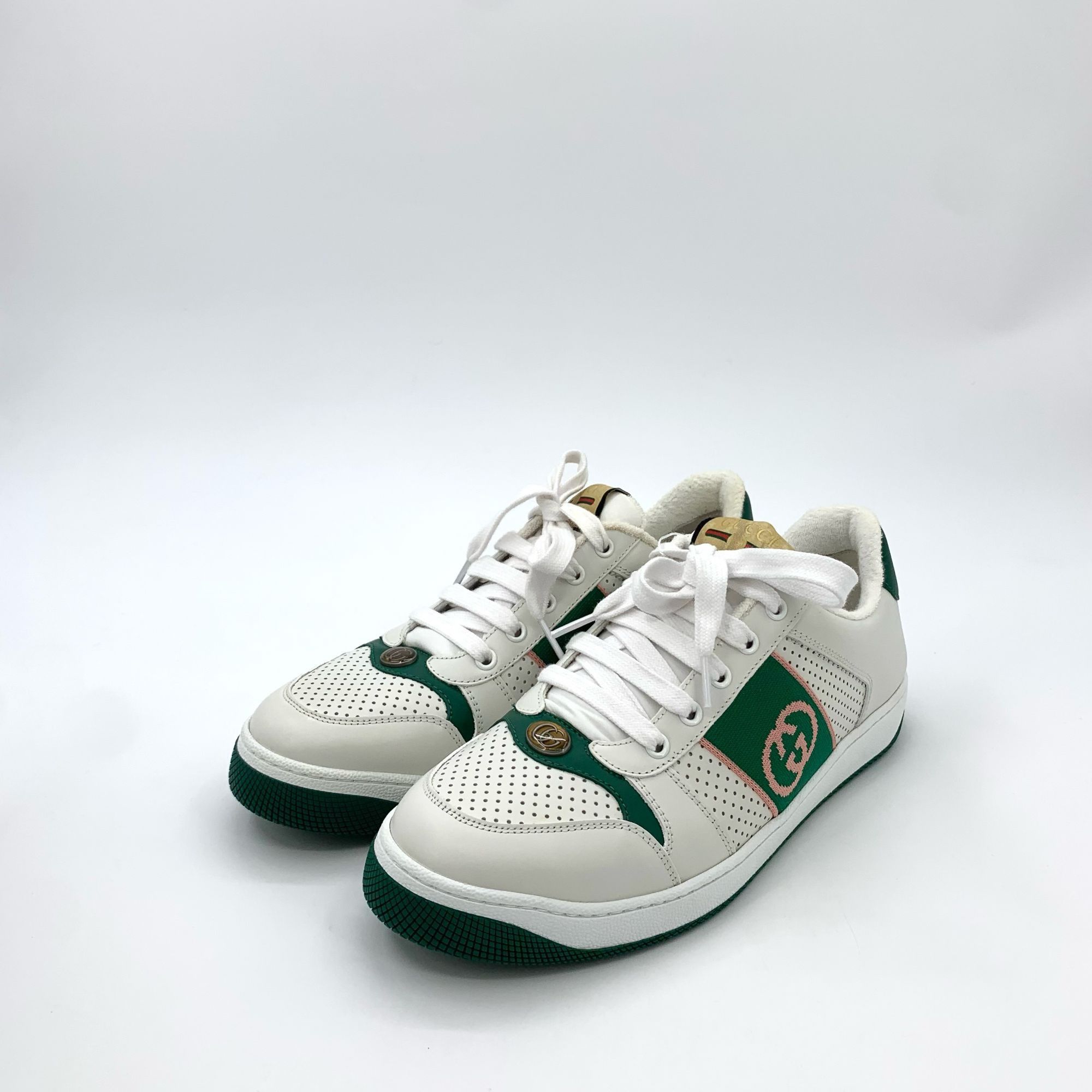 Gucci Gucci White & Green GG Logo Lace-Up Sneakers 8.5 With Origin Size US 8.5 / IT 38.5 - 1 Thumbnail