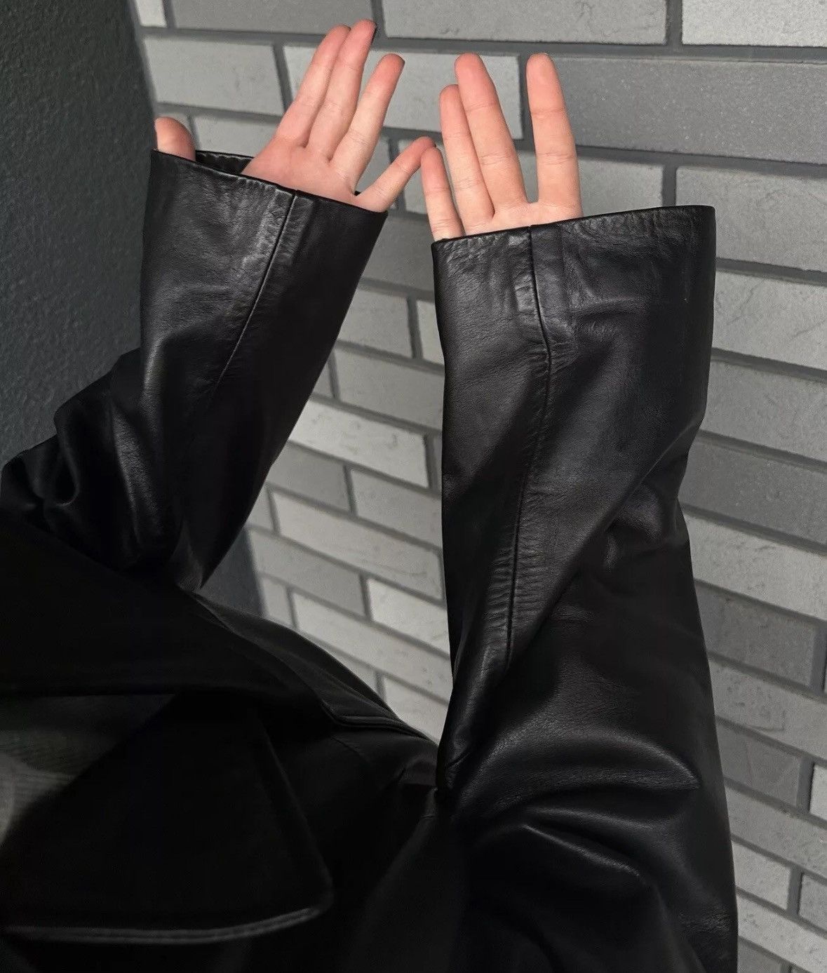 Vintage × Zara Vintage ZARA man oversized Leather Jacket Coat Black Size L Size US L / EU 52-54 / 3 - 13 Thumbnail
