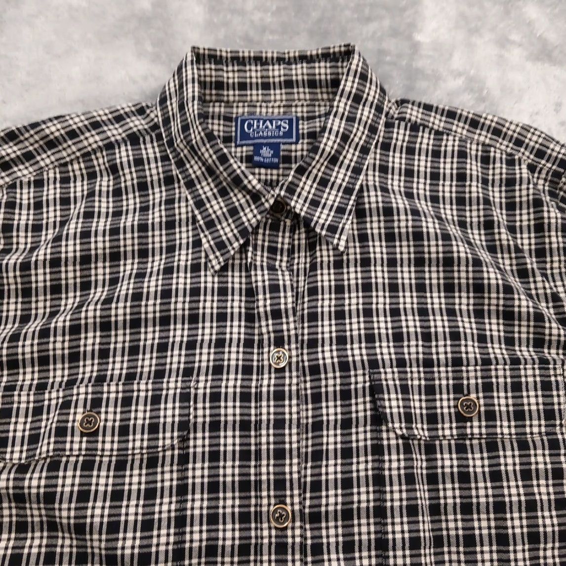 Chaps Chaps Shirt Womens XL Black Plaid Long Sleeve Button Up Pockets Cotton Size XL / US 12-14 / IT 48-50 - 2 Thumbnail