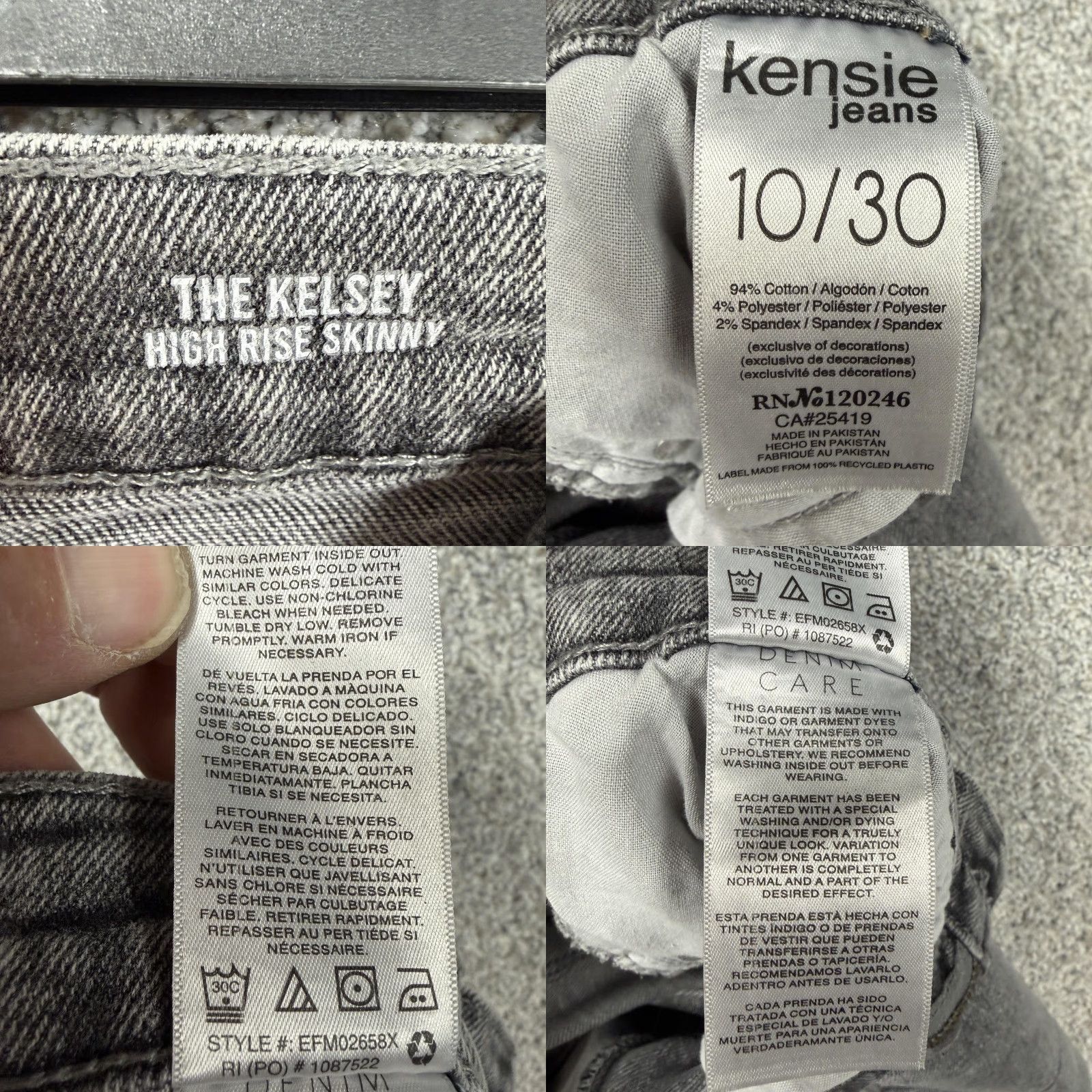Vintage Kensie The Kelsey Jeans Womens 10/30 Gray High Rise Skinny Denim Edgy Streetwear Size 32" / US 10 / IT 46 - 8 Thumbnail