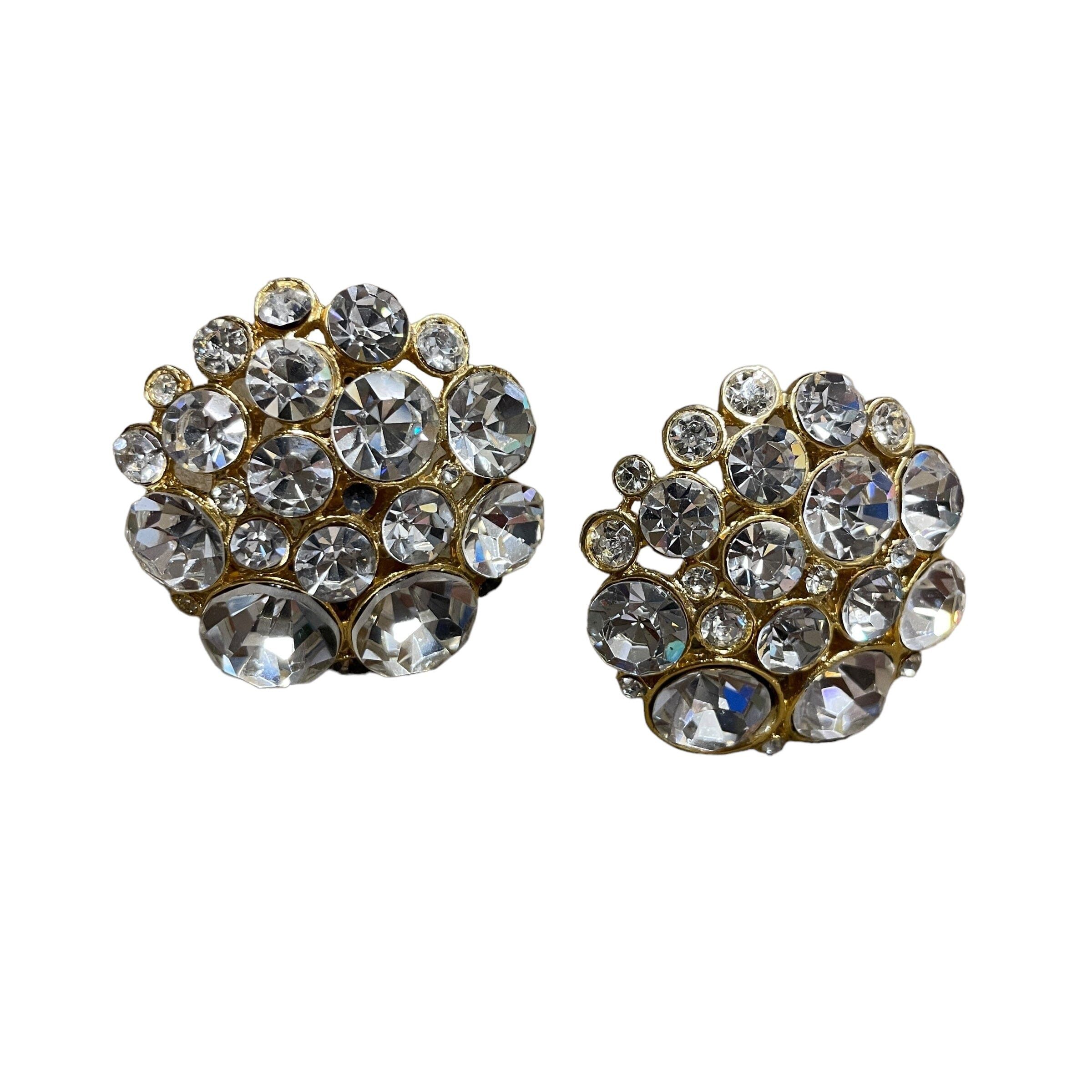 Other Costume Jewelry Vintage Chunky Crystal Clip-on Earrings Size ONE SIZE - 3 Thumbnail