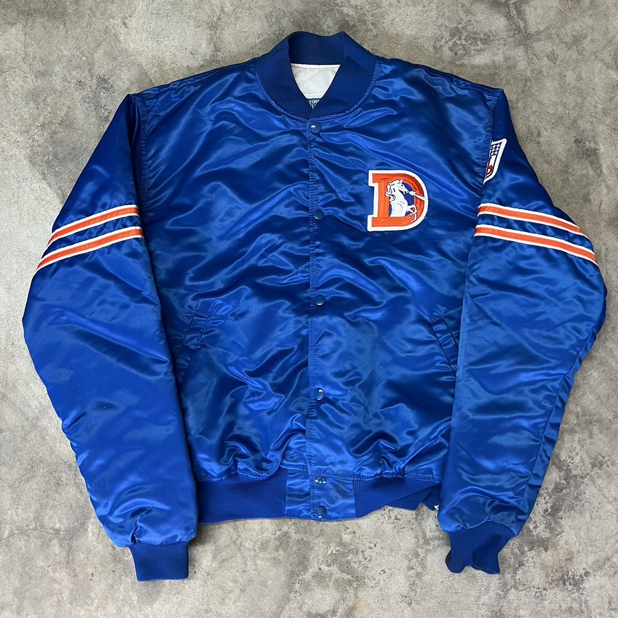 Image of Vintage 90’S Nfl Denver Broncos Satin Starter Jacket in Blue, Men's (Size XL)