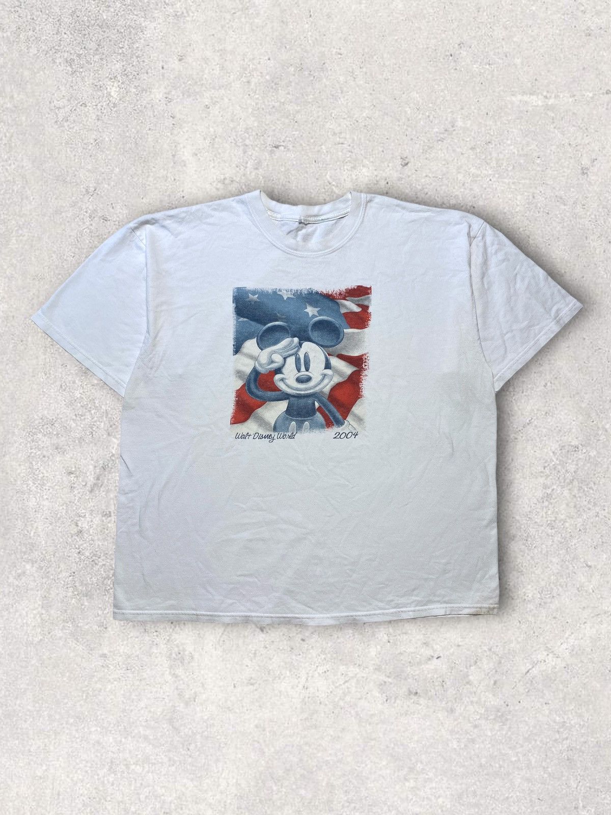 Disney × Vintage Mickey white tee USA y2k 2004 miki vintage streetwear flag Size US XXL / EU 58 / 5 - 1 Thumbnail
