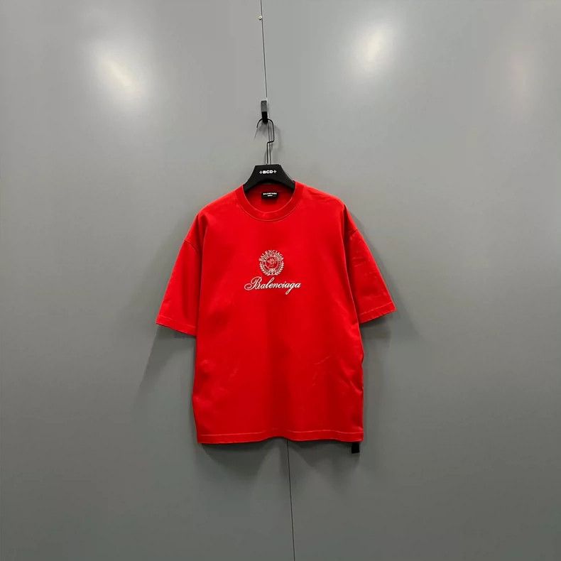 Balenciaga Balenciaga Red Logo Short Sleeve Tee Size US M / EU 48-50 / 2 - 1 Thumbnail