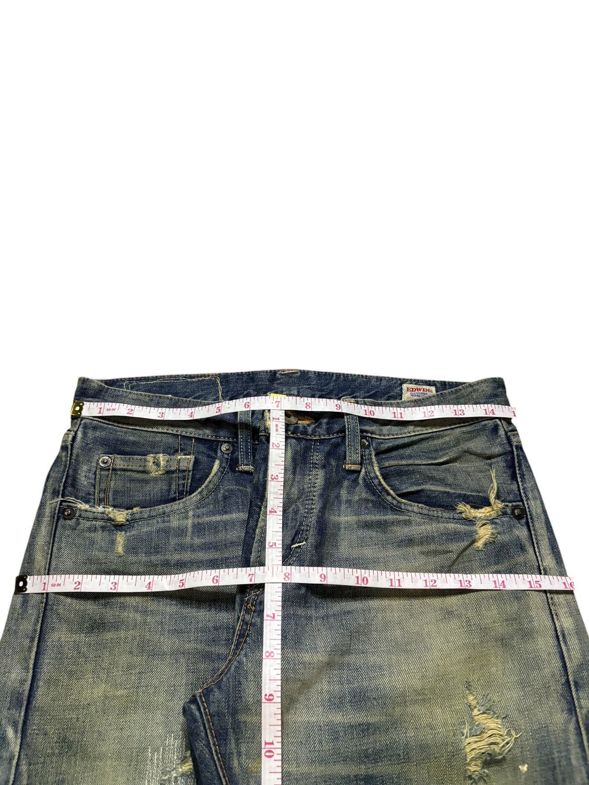 Edwin Vintage Edwin Painted Mud Wash Distress Sashiko Loose Jeans Size US 28 / EU 44 - 14 Thumbnail