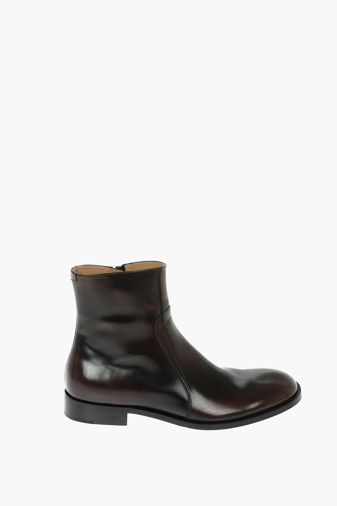 Maison Margiela o1y1124 Inner Zip Leather Boots In Brown Size US 12 / EU 45 - 2 Thumbnail