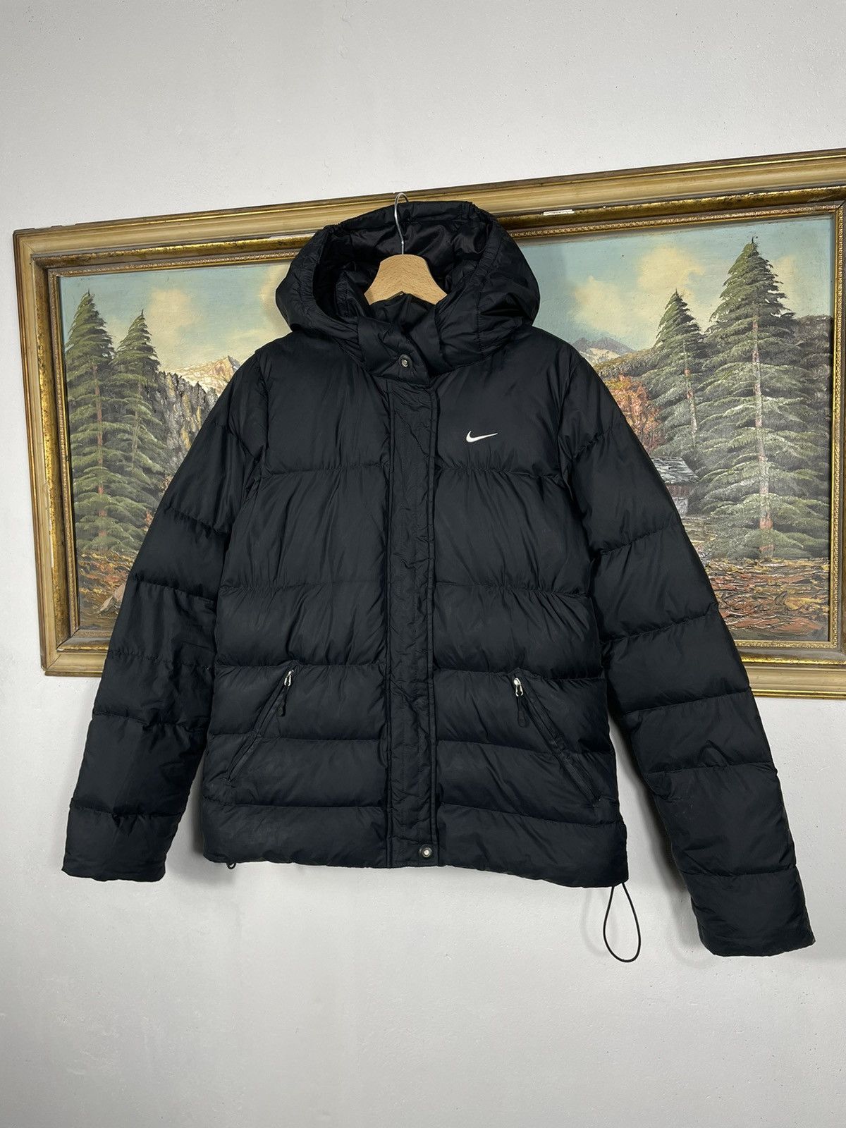 Nike × Vintage Nike Small Swoosh Zip Hoodie Jacket Black Y2k 00s Retro Size L / US 10 / IT 46 - 3 Thumbnail