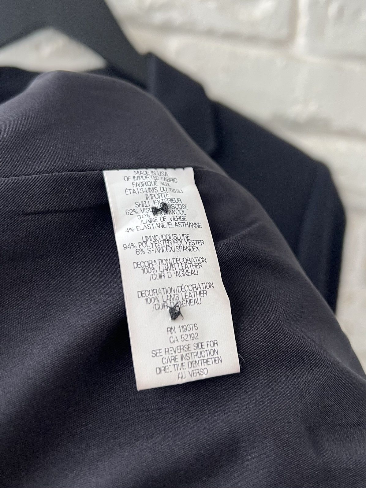 Helmut Lang Helmut Lang Noa Leather-Trim Black Wool Blazer Jacket Size S / US 4 / IT 40 - 9 Thumbnail
