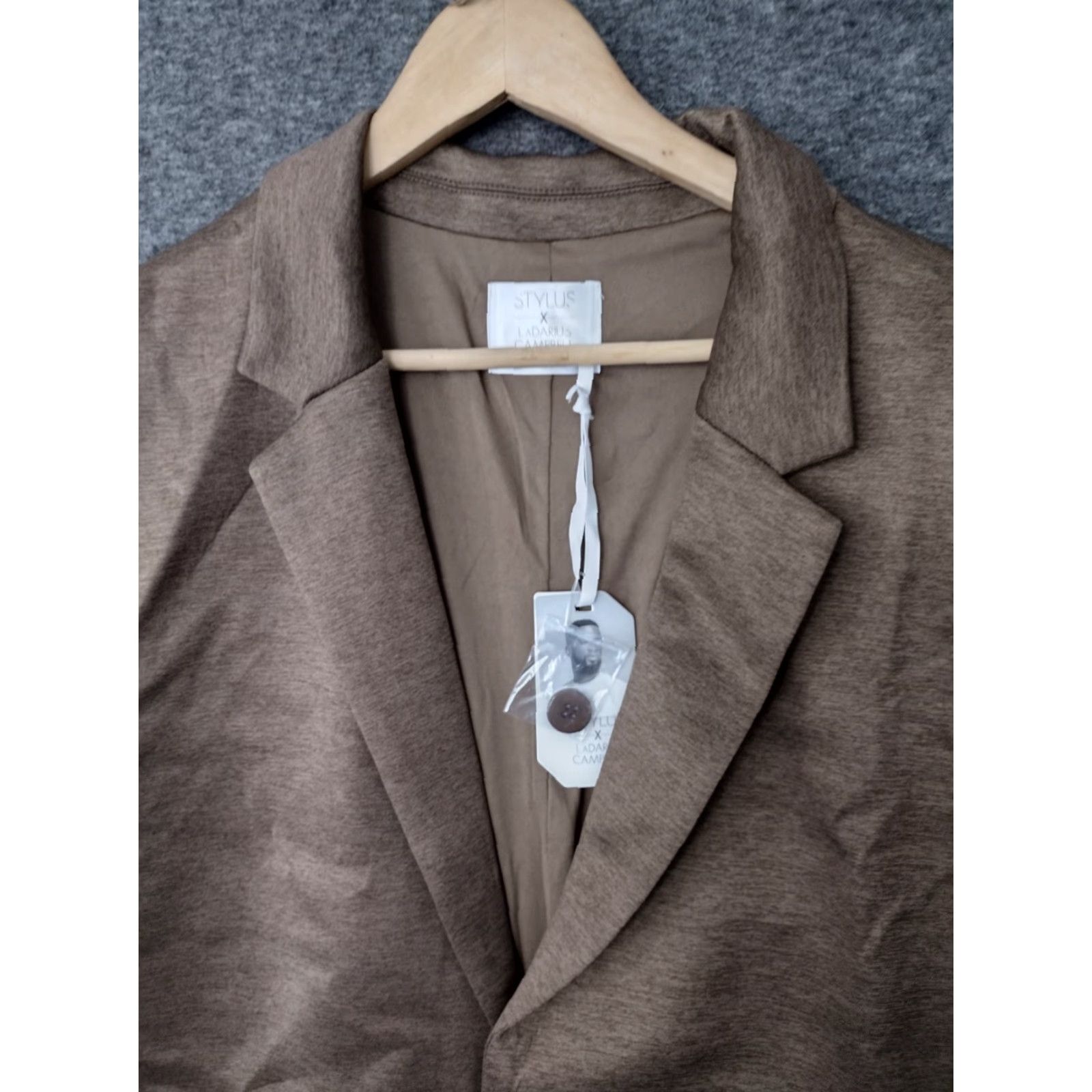 Vintage Stylus X Ladarius Campbell Blazer Men XL Heather Warm Sand Two-Button Mens Size 46R - 3 Thumbnail