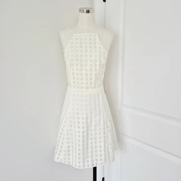 NBD Animosity Ivory Skater Dress Backless Gingham Halter Party Size M / US 6-8 / IT 42-44 - 2 Thumbnail