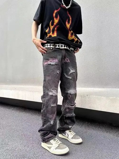 VIBE Vintage street hip-hop ripped loose black jeans Size US 32 / EU 48 - 1 Thumbnail