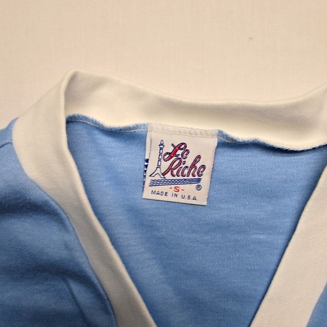 Vintage Vintage Le Riche Blank Henley Shirt Blue Striped S Tee Size S / US 4 / IT 40 - 4 Thumbnail