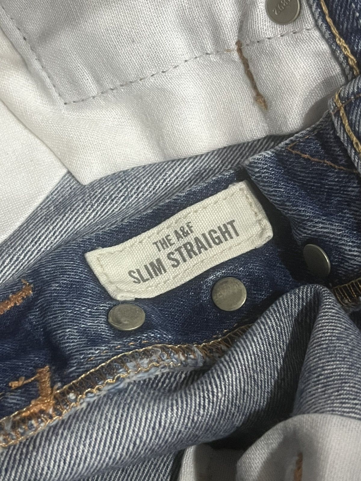 Abercrombie & Fitch Abercrombie & Fitch Light Blue Distressed Slim Straight Jean Size US 31 - 19 Thumbnail