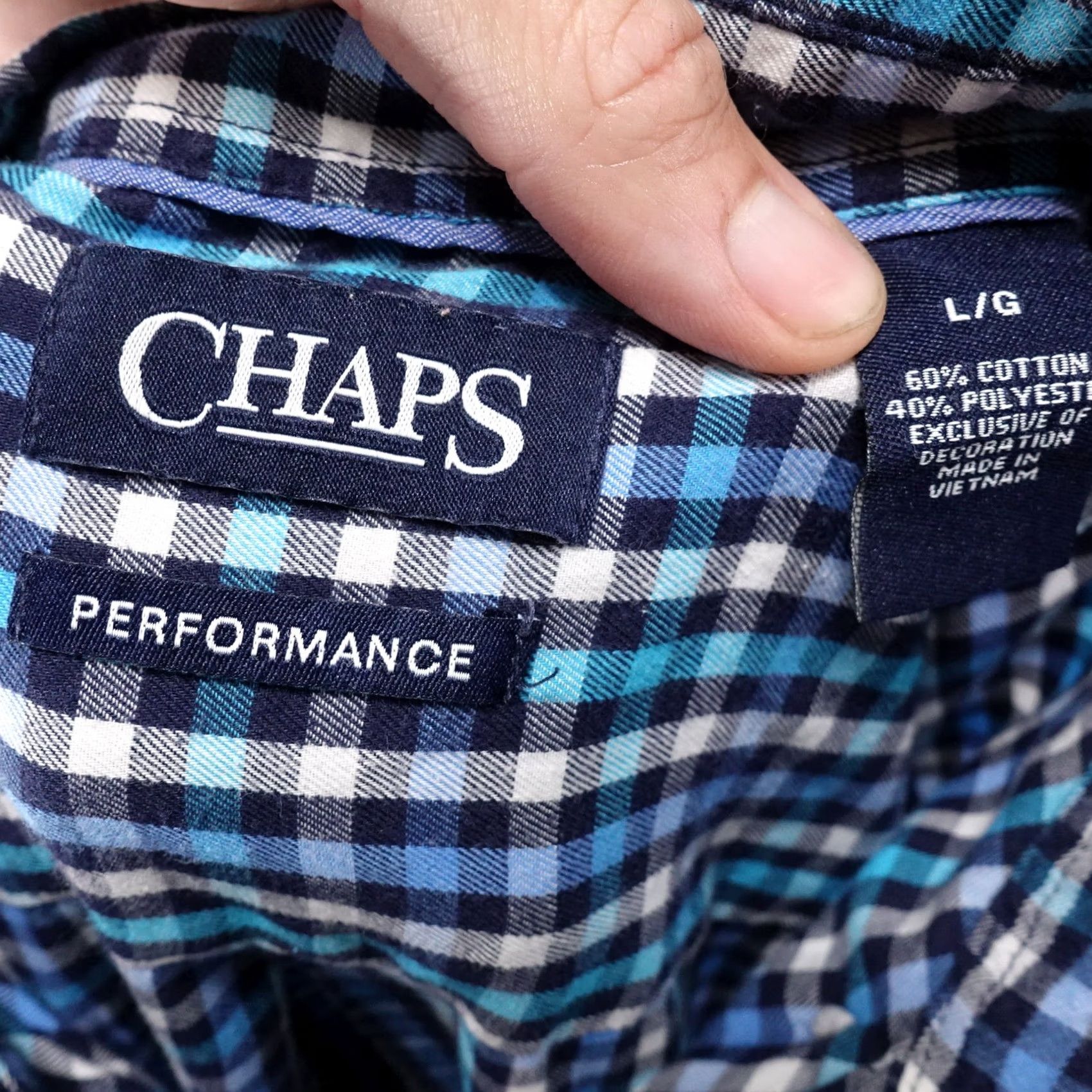 Chaps CHAPS PERFORMANCE BLUE GINGHAM CHECK BUTTON DOWN SHIRT MENS SIZE L LARGE Size US L / EU 52-54 / 3 - 6 Thumbnail