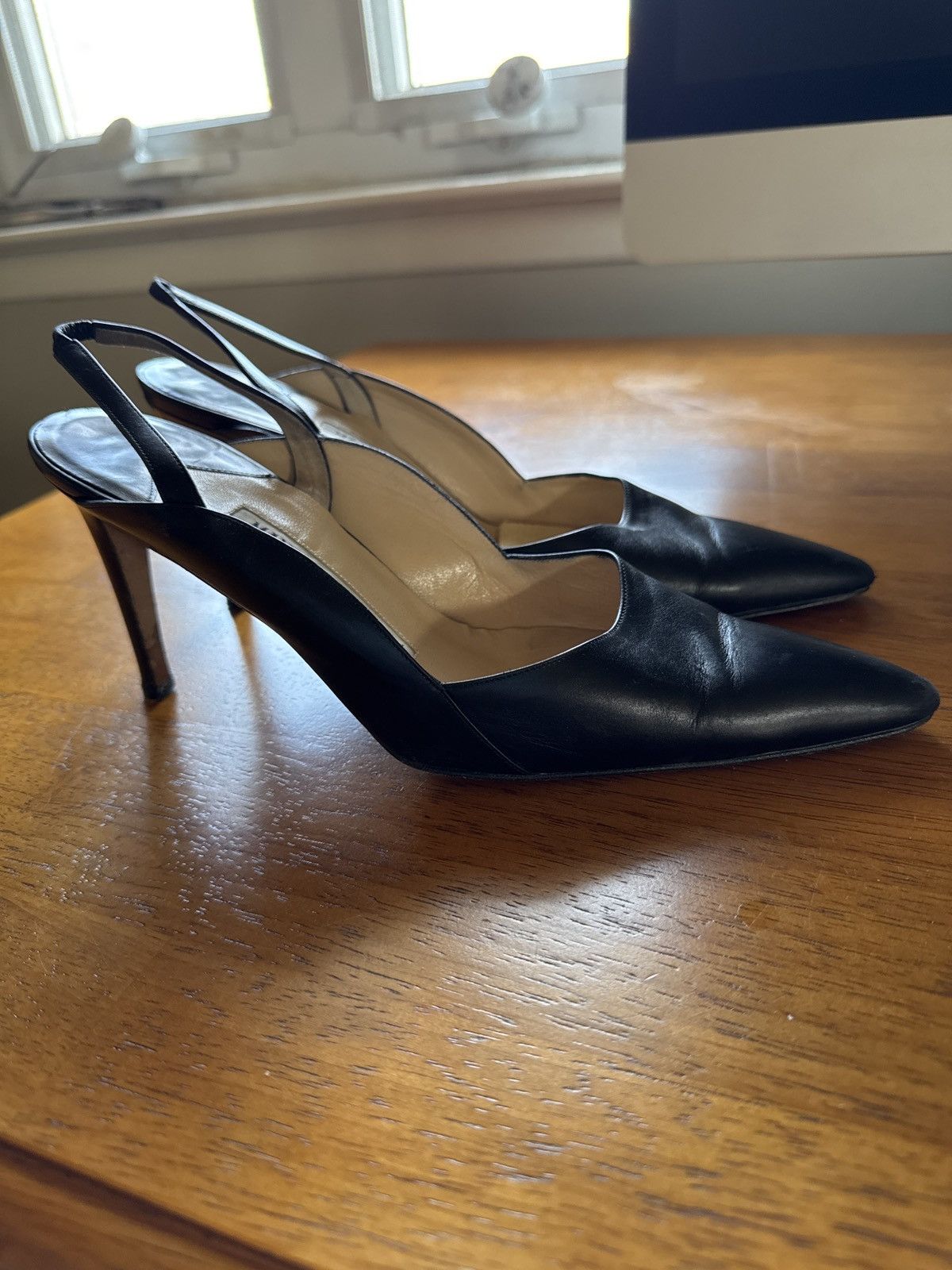 Manolo Blahnik Manolo Blahnik Vintage Black leather sling back Size US 7 / IT 37 - 2 Thumbnail