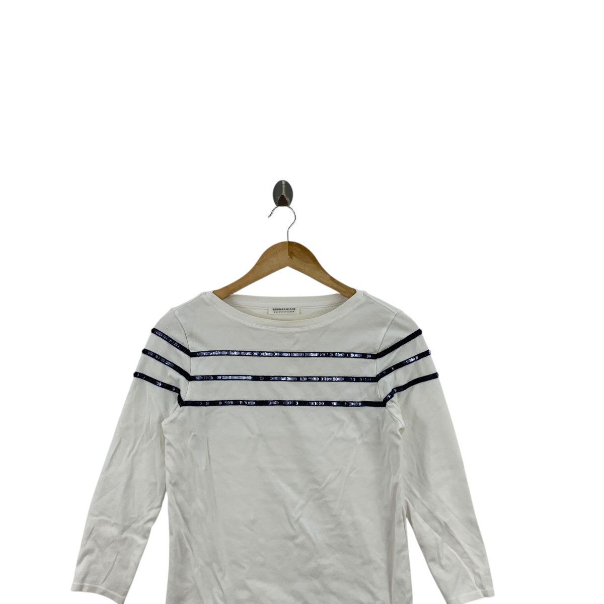 Tomorrowland TOMORROWLAND COLLECTION Sequinned Striped Tee Shirt Top Size S / US 4 / IT 40 - 2 Thumbnail