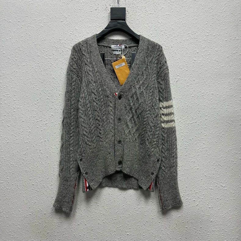 Thom Browne Thom Browne Four-striped gray cardigan wool jacket 2505-Nex Size US XL / EU 56 / 4 - 1 Thumbnail