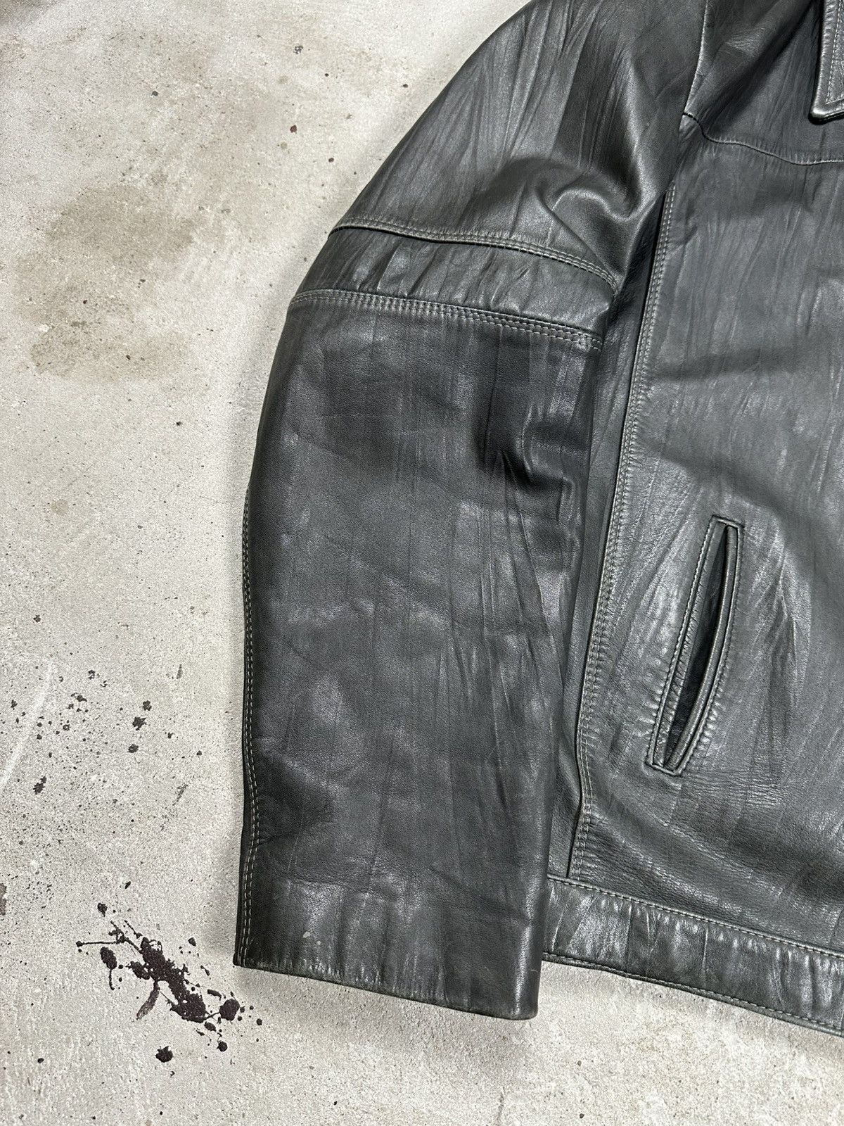 Genuine Leather Vintage Y2K Distressed Bottle Green Genuine Leather Jacket Size US XXL / EU 58 / 5 - 3 Thumbnail