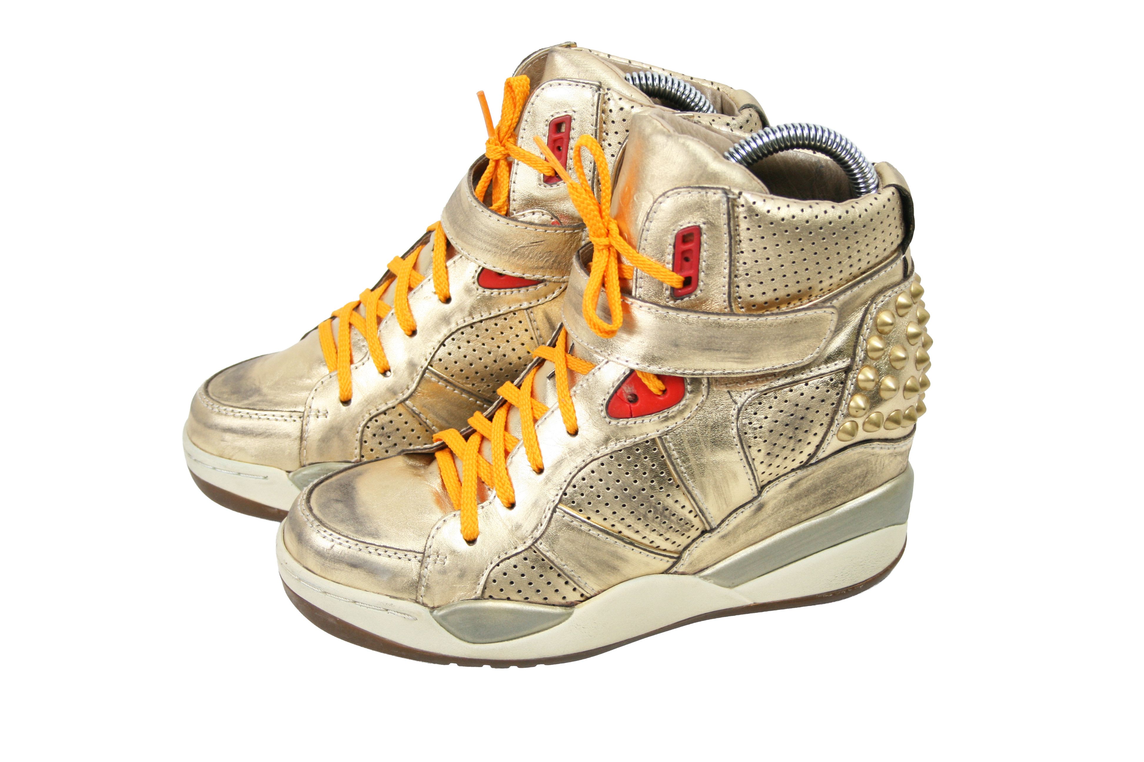 ASH Y2K Vogue Wedge Studded Leather Sneaker Size US 8 / IT 38 - 3 Thumbnail