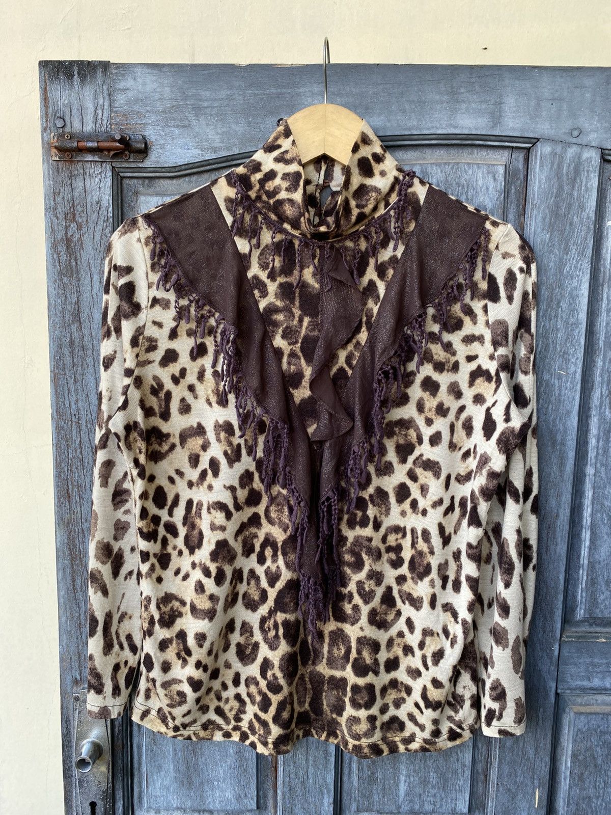 Vintage Vintage Boho Chic Ruffle Leopard Pussy Bow Blouse Japanese Size M / US 6-8 / IT 42-44 - 1 Thumbnail