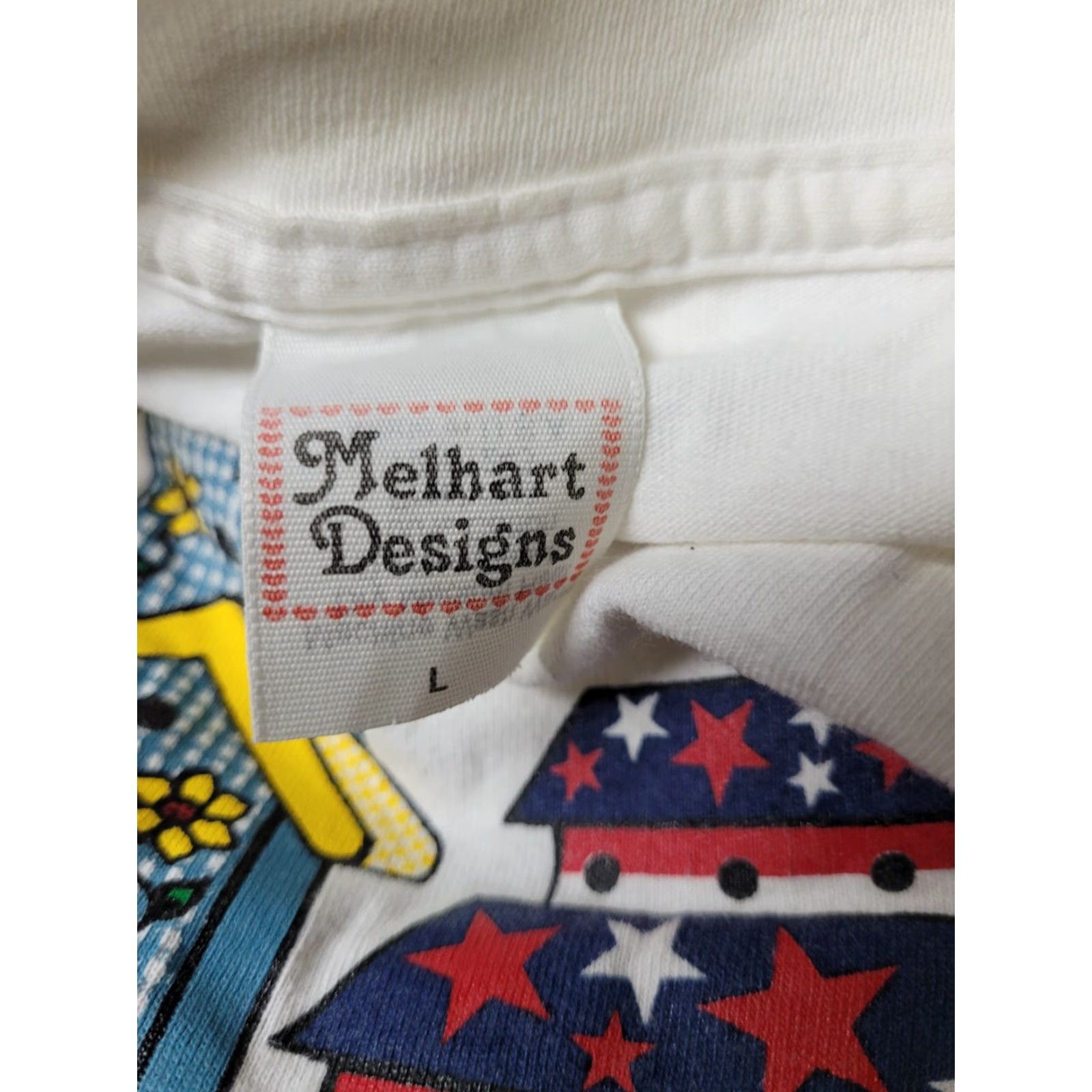 Vintage VTG 1995 Melhart Designs T Shirt Womens Birdhouses Arts & Crafts USA Country White Large Short Sleeve Crew Neck 100% Cotton Mens Womens Girls Boys Size L / US 10 / IT 46 - 4 Thumbnail