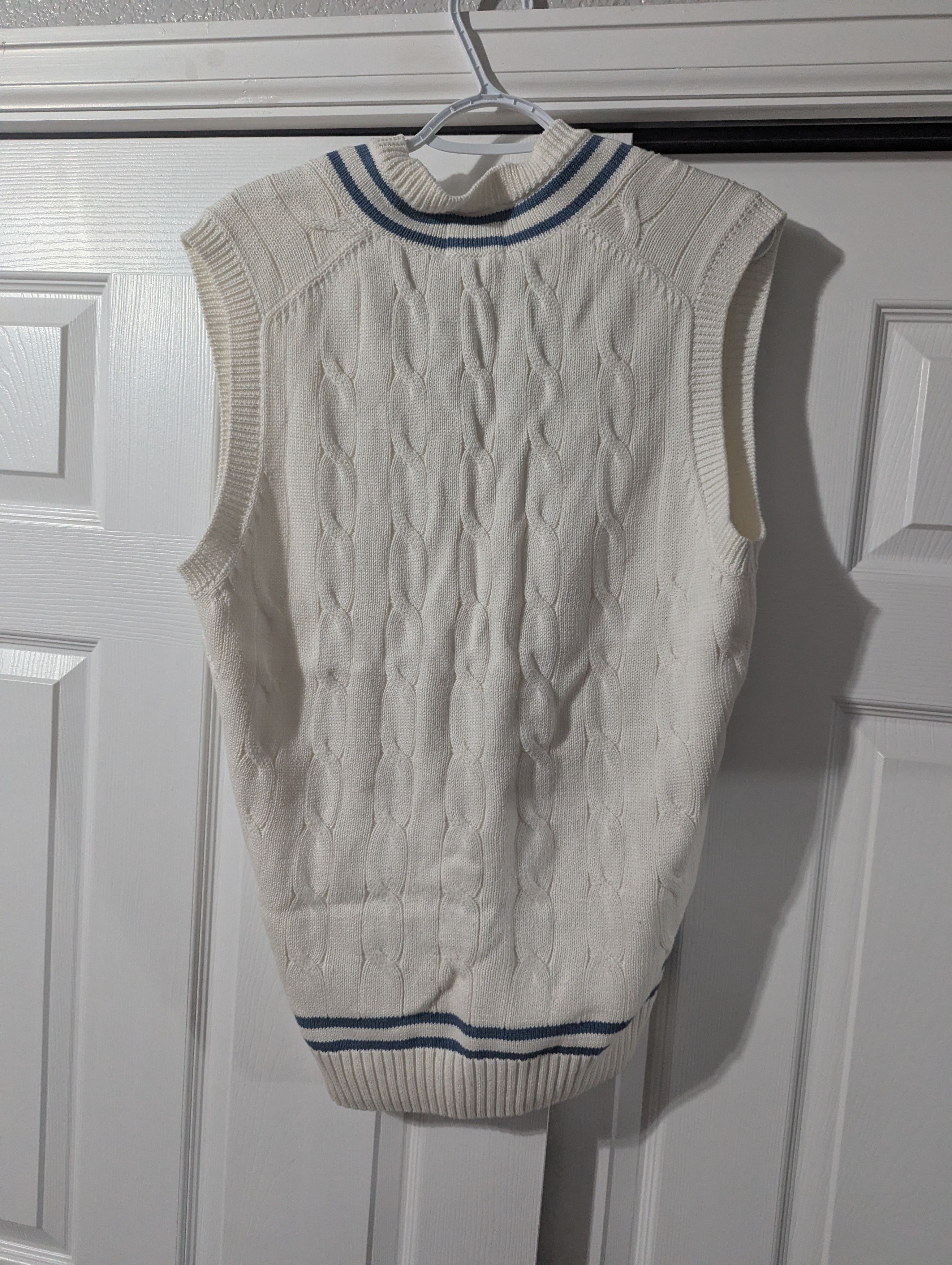 J. Press Cotton Cricket Vest - Ecru / Blue Size US M / EU 48-50 / 2 - 2 Thumbnail