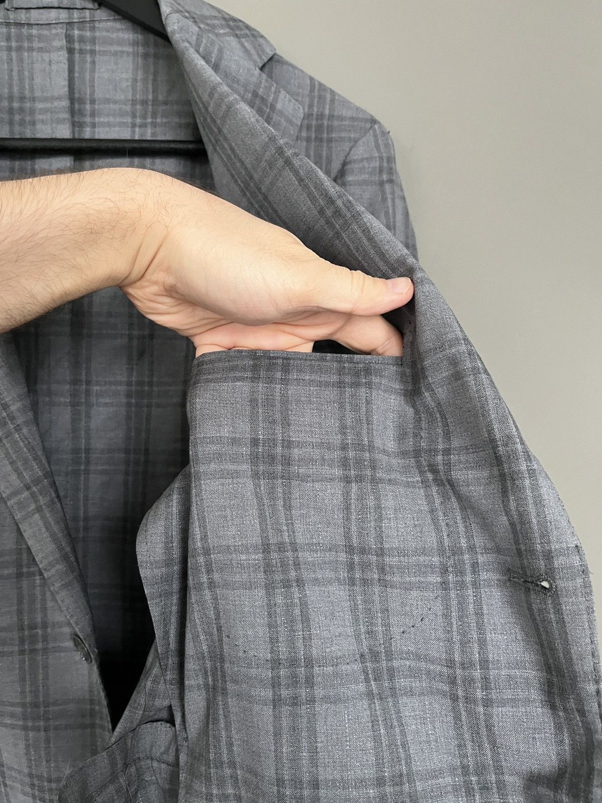 L.B.M. 1911 L.B.M 1911 Gray Check Plaid Wool Blazer Size 50R - 14 Thumbnail