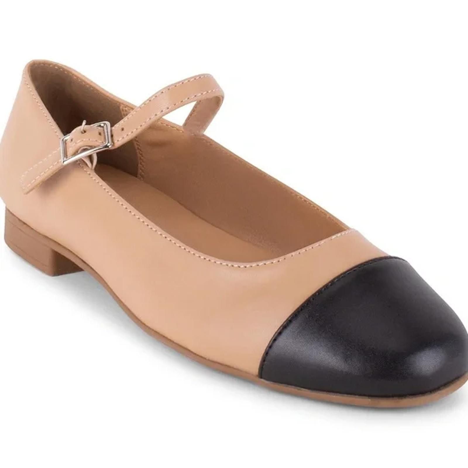 Elie Tahari Tahari Women's Beige and Black Mary Jane Flats Size 7.5 Size US 7.5 / IT 37.5 - 1 Thumbnail