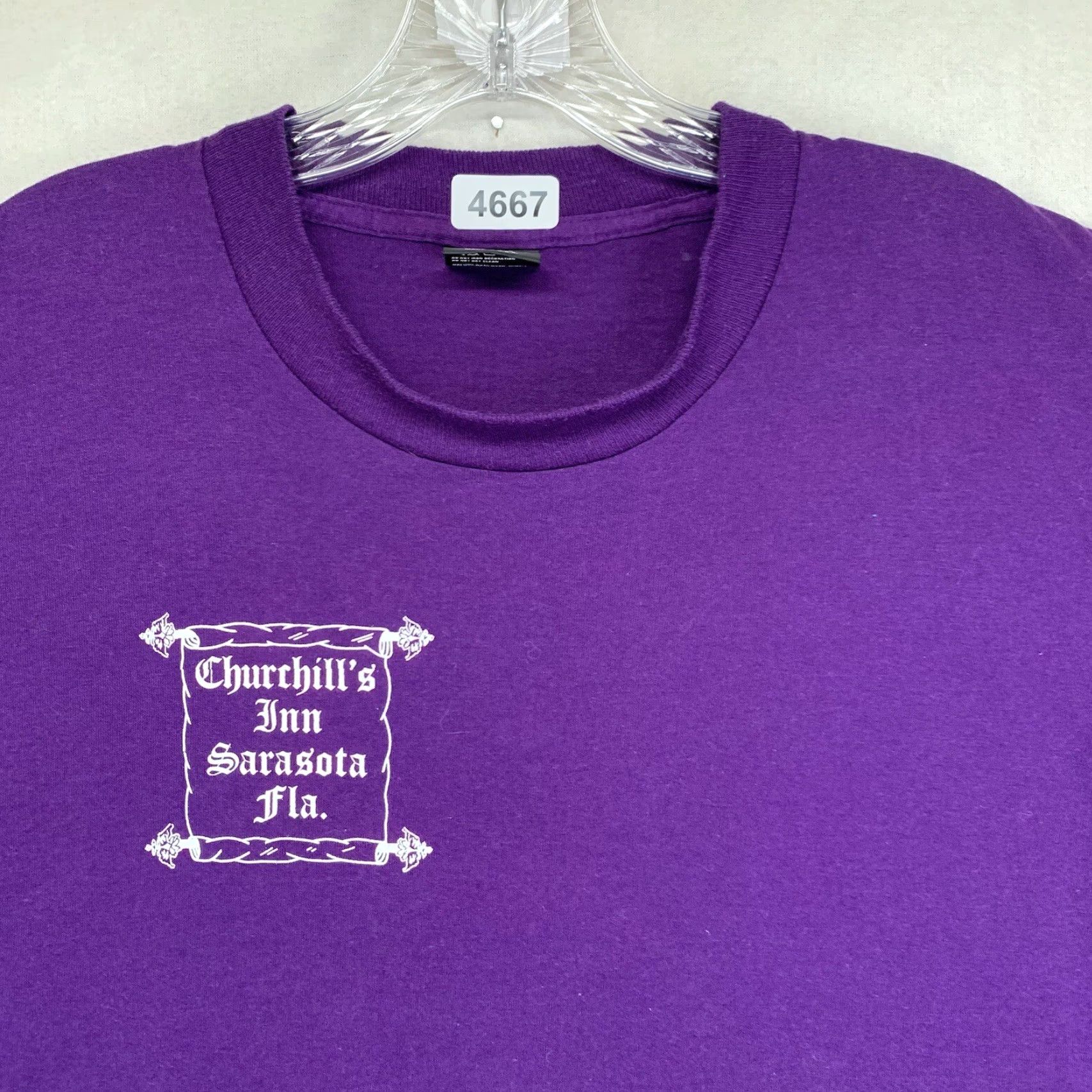 Vintage VINTAGE Single Stitch T Shirt Mens Large BOXY Churchill’s Inn Sarasota Florida Size US L / EU 52-54 / 3 - 5 Thumbnail