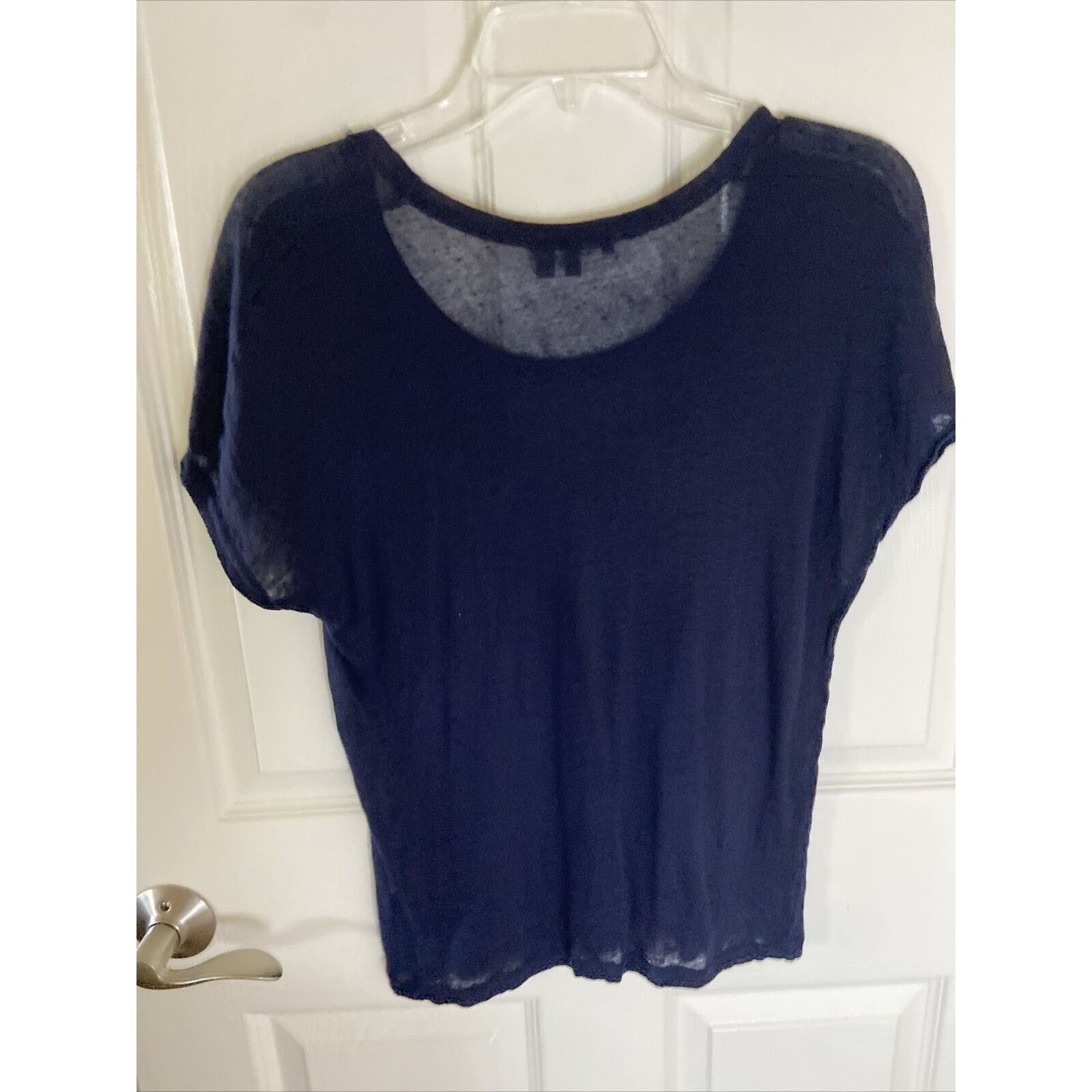 Vince Vince XS Linen Blouse Blue Short Sleeve Lightweight Relaxed Size XS / US 0-2 / IT 36-38 - 3 Thumbnail