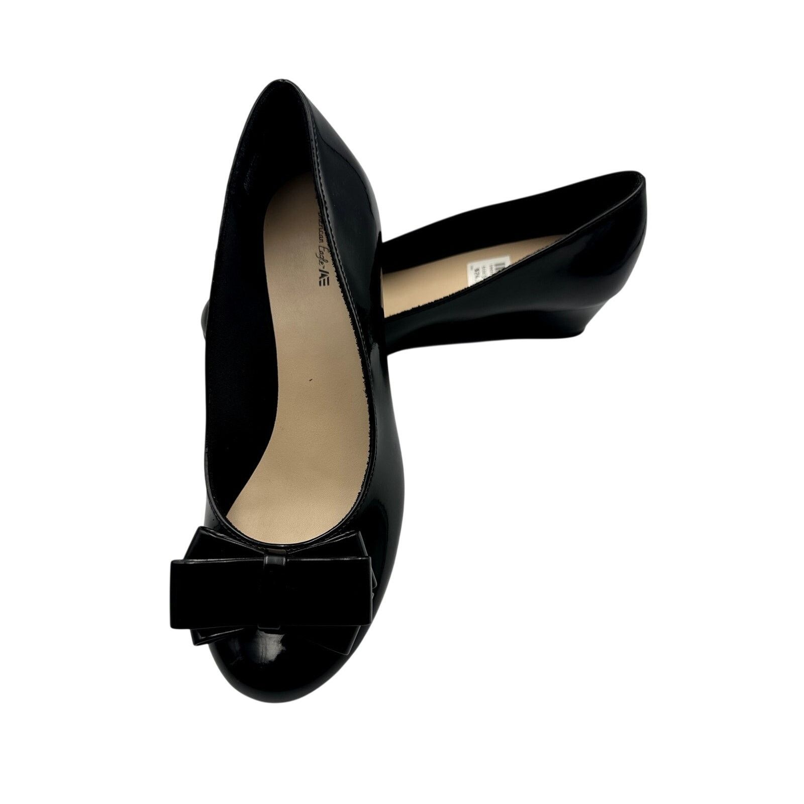 Other American Eagle Mairin Girl Wedge Dress Shoe-Black Patent Bow Size US 5 / IT 35 - 2 Thumbnail