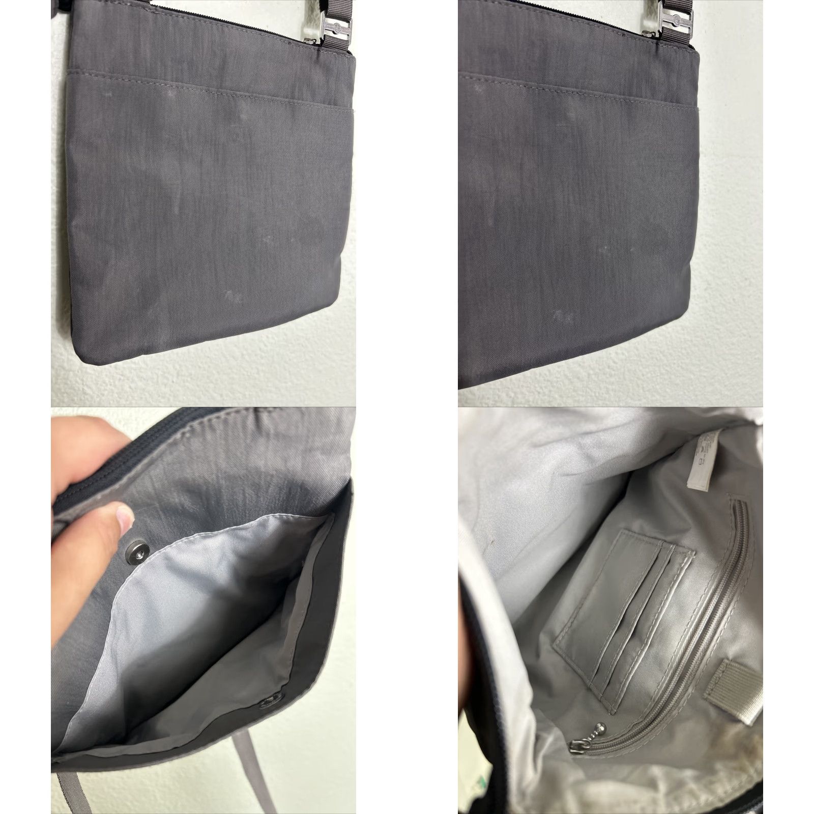 Vintage Baggallini Crossbody Bag Small Gray Nylon Adjustable Strap Women Purse 9x9 Size ONE SIZE - 8 Thumbnail
