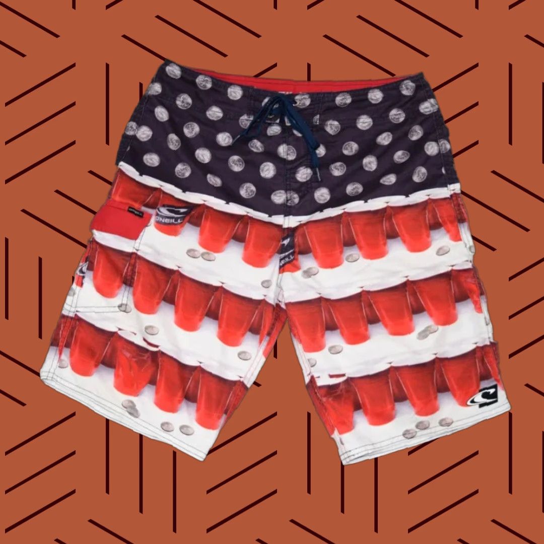 O'Neill O'Neill Hyperfreak BPARD Shorts Mens SZ 32 Red USA Independence Day 4th Beer Pong Size US 32 / EU 48 - 1 Thumbnail