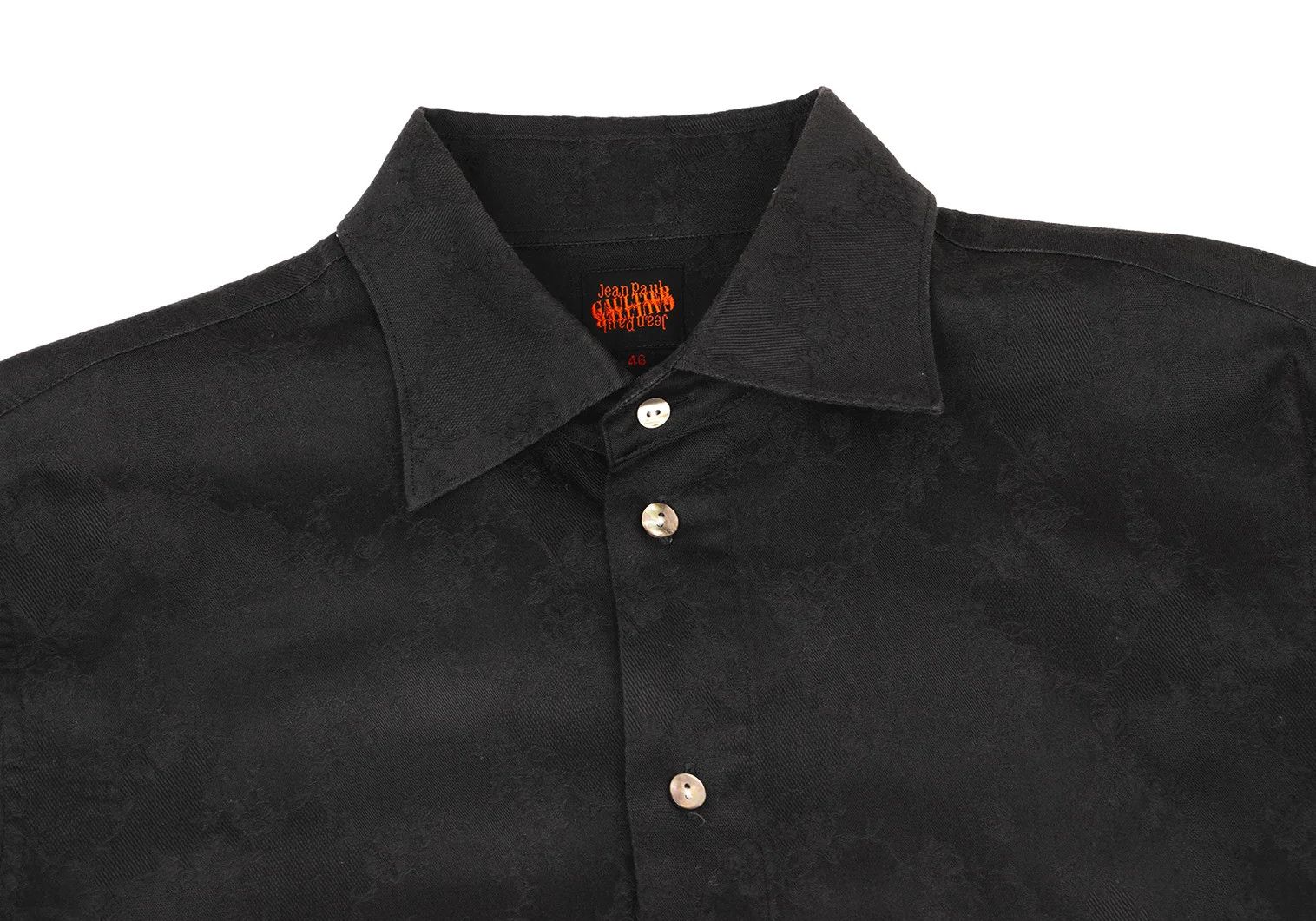 Jean Paul Gaultier Cotton Floral Jacquard Short Sleeve Shirt Black 46 Size US S / EU 44-46 / 1 - 2 Thumbnail