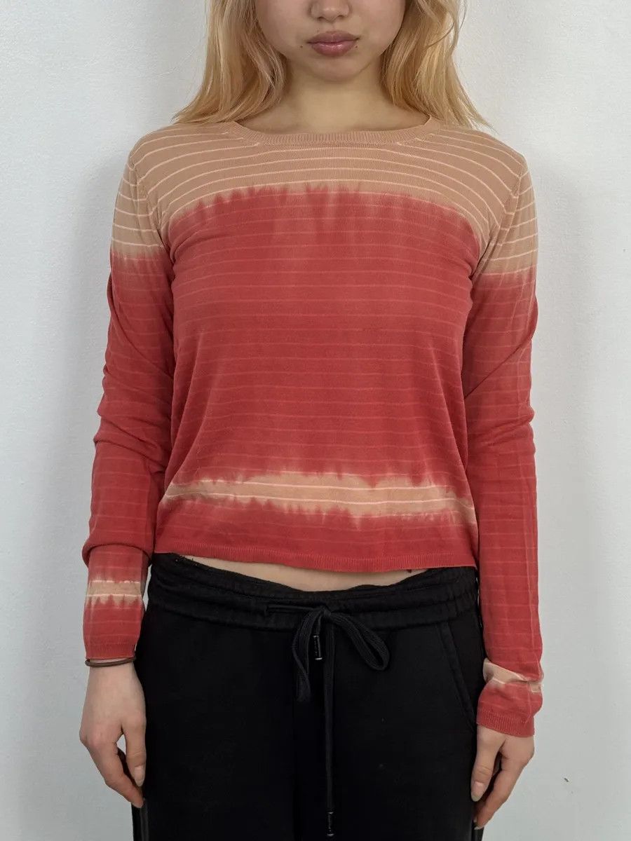Prada 2000s Prada Beige & Red Gradient Striped Sweater Size S / US 4 / IT 40 - 1 Thumbnail