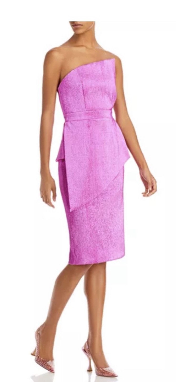 image of Black Halo Lenora Asymmetric Overlay Sheathe Dress in Pink, Women's (Size XS)