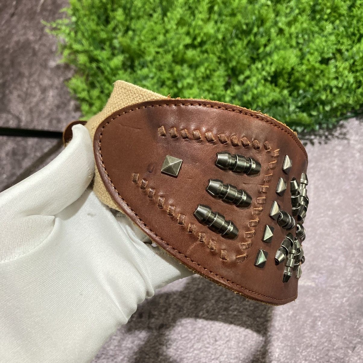 CABANE de ZUCCa VINTAGE CABANE ZUCCA Brown Leather Studded Wide Elastic Belt Size ONE SIZE - 4 Thumbnail