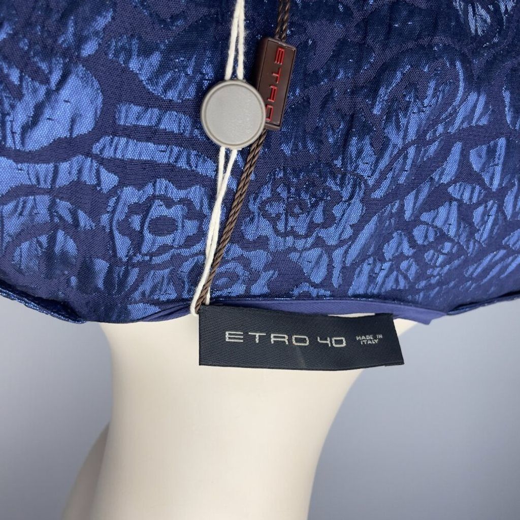 Etro ETRO 2480$ NWT Metallic Cloqué Floral Dress Royal blue IT 40 Size S / US 4 / IT 40 - 16 Thumbnail