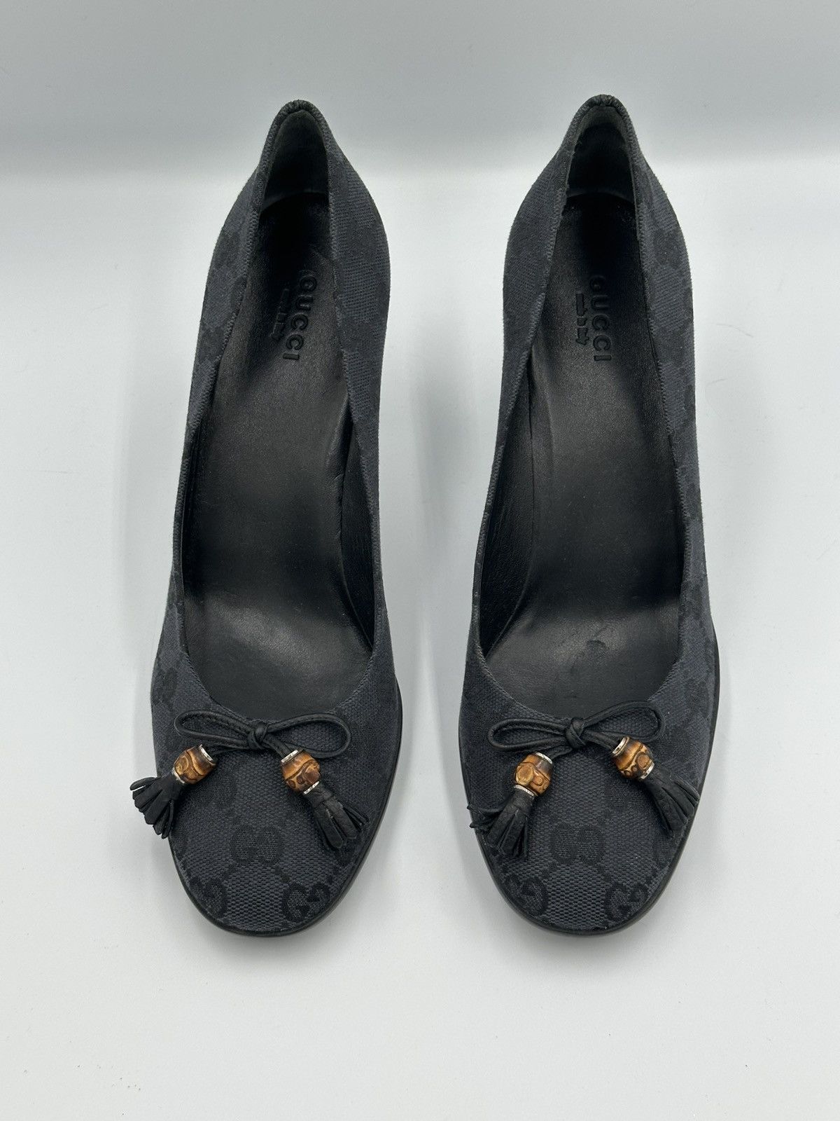 Gucci Gucci GG Canvas Bamboo Tassel Pumps Black Monogram Size US 7 / IT 37 - 3 Thumbnail