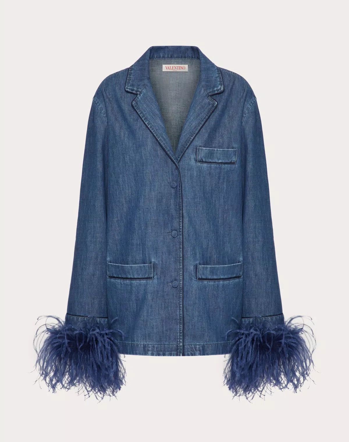 Valentino o1s1wg110625 Chambray Denim Shirt in Medium Blue Size XS / US 0-2 / IT 36-38 - 1 Thumbnail