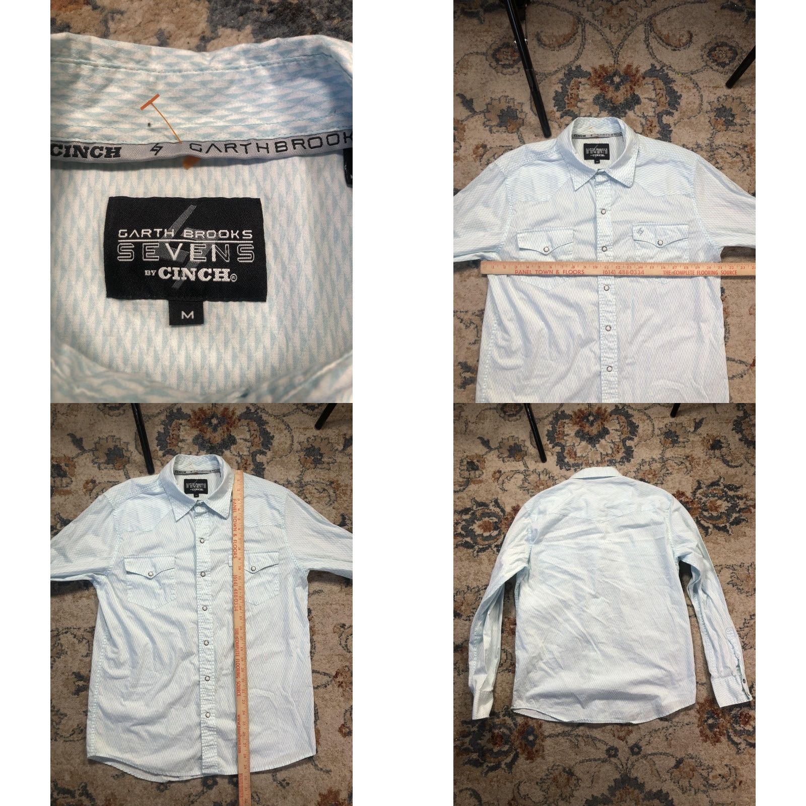 Brooks Garth Brooks Sevens by Cinch Shirt Mens M Blue Diamond Western Pearl Snap Size US M / EU 48-50 / 2 - 8 Thumbnail