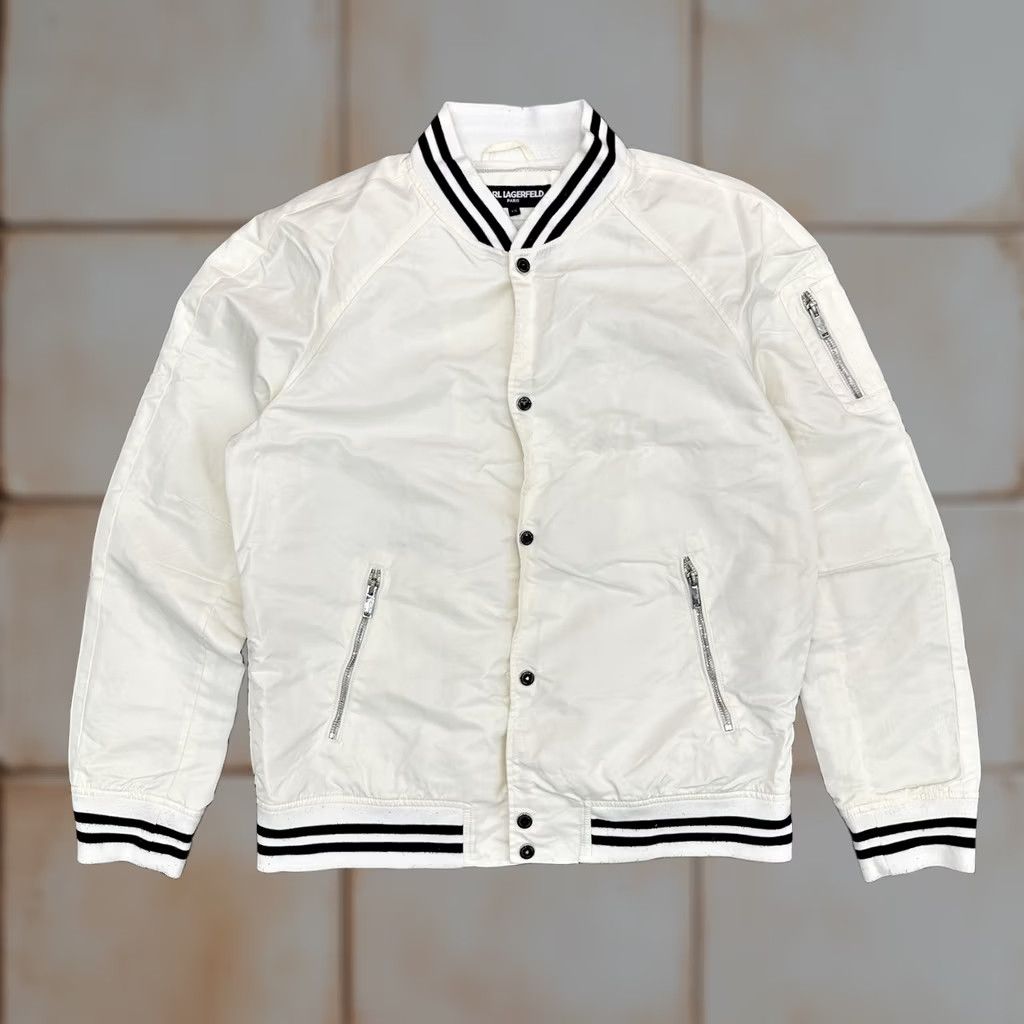 Karl Lagerfeld VINTAGE Karl Lagerfeld Paris Bomber Jacket Women’s White Black Large Size L / US 10 / IT 46 - 1 Thumbnail