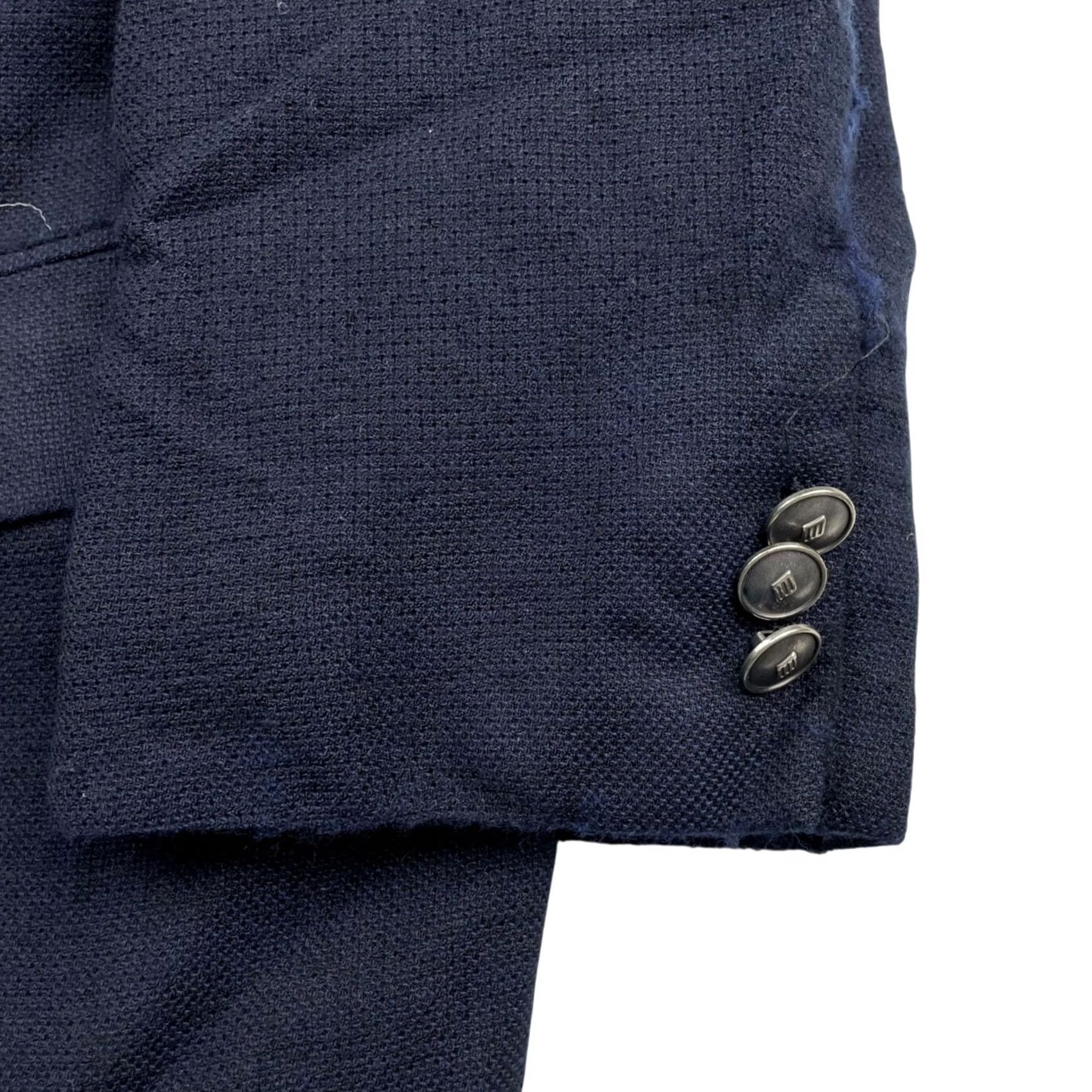 Joseph Abboud Joseph Abboud Blazer Shirt Men 46 100% Wool Navy Blue Notch Lapel 2-Button Short Sleeve Blazer Front Two-Button Vintage: No Mens Size 46R - 4 Thumbnail