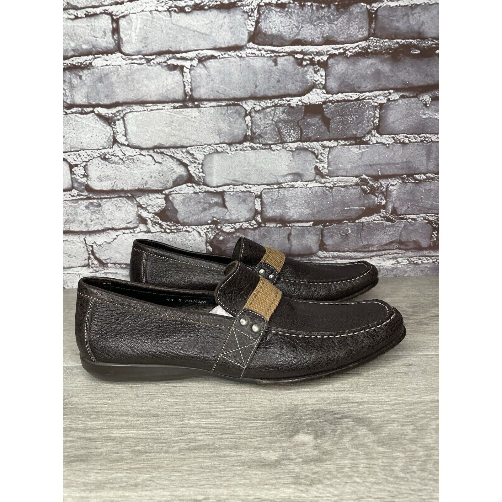 Donald Pliner Donald J. Pliner Brown Leather Slip On Casual Driving Shoes Size US 11 / EU 44 - 17 Thumbnail