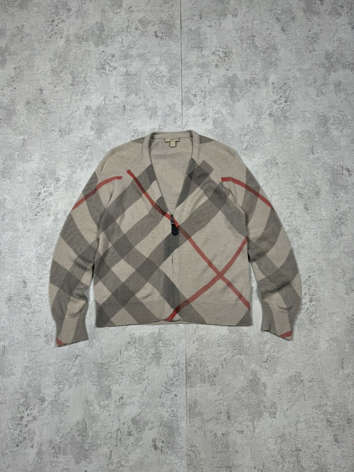 Burberry Women's Burberry Nova Check Wool Zip Cardigan Size L Size L / US 10 / IT 46 - 1 Thumbnail