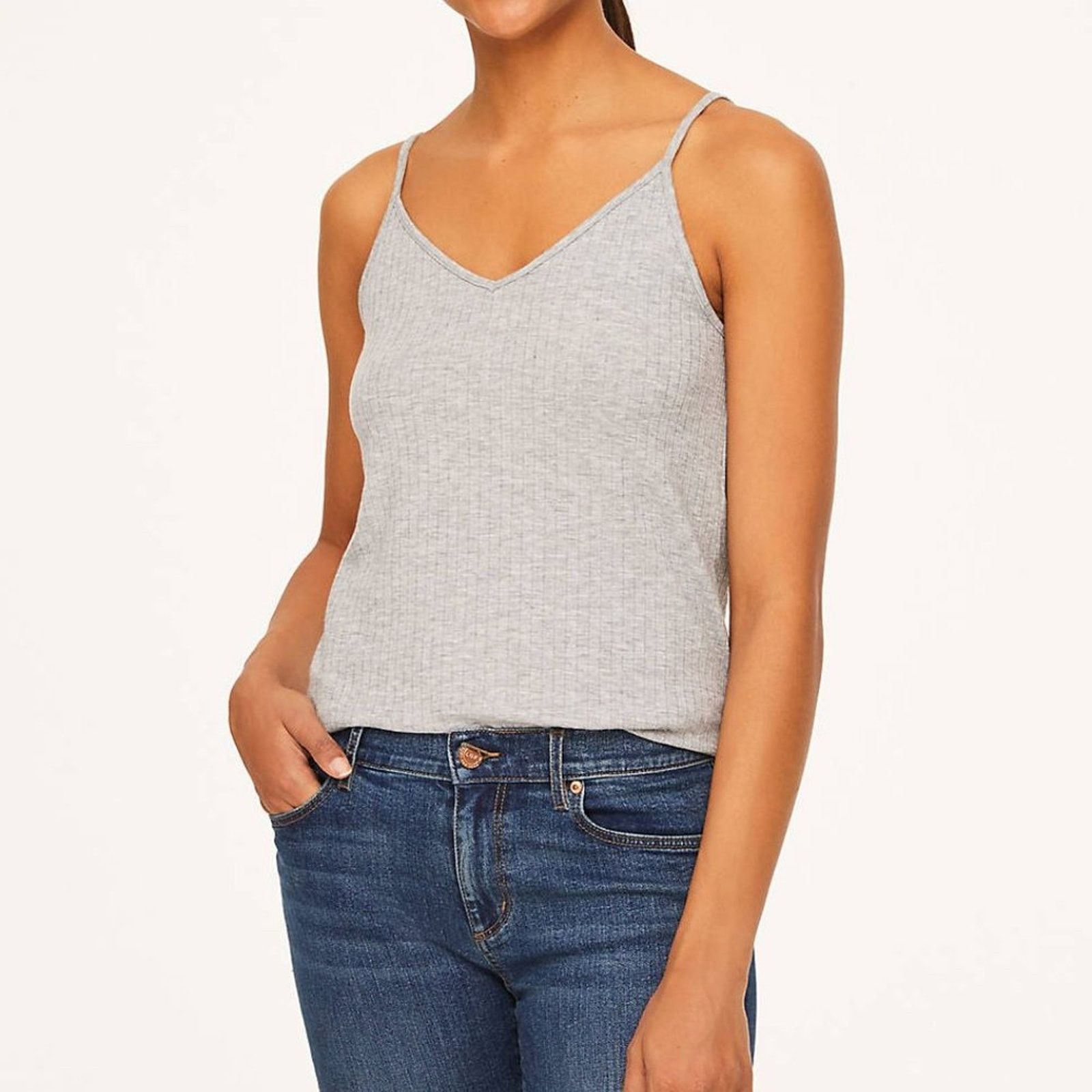 Loft LOFT Gray Double V Cami Size XS / US 0-2 / IT 36-38 - 2 Thumbnail