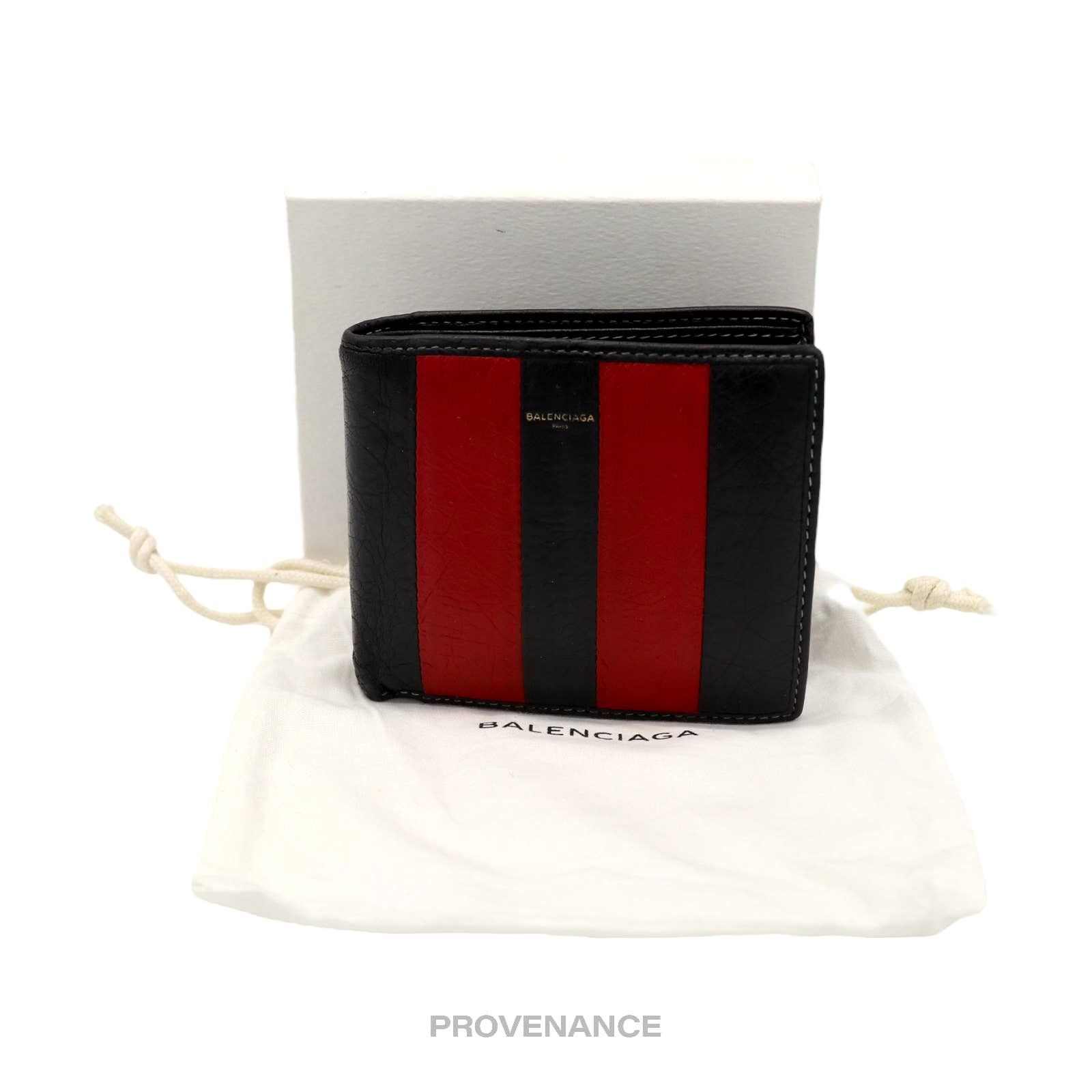 image of Balenciaga Bazaar Bifold Wallet - Red/black Striped, Men's