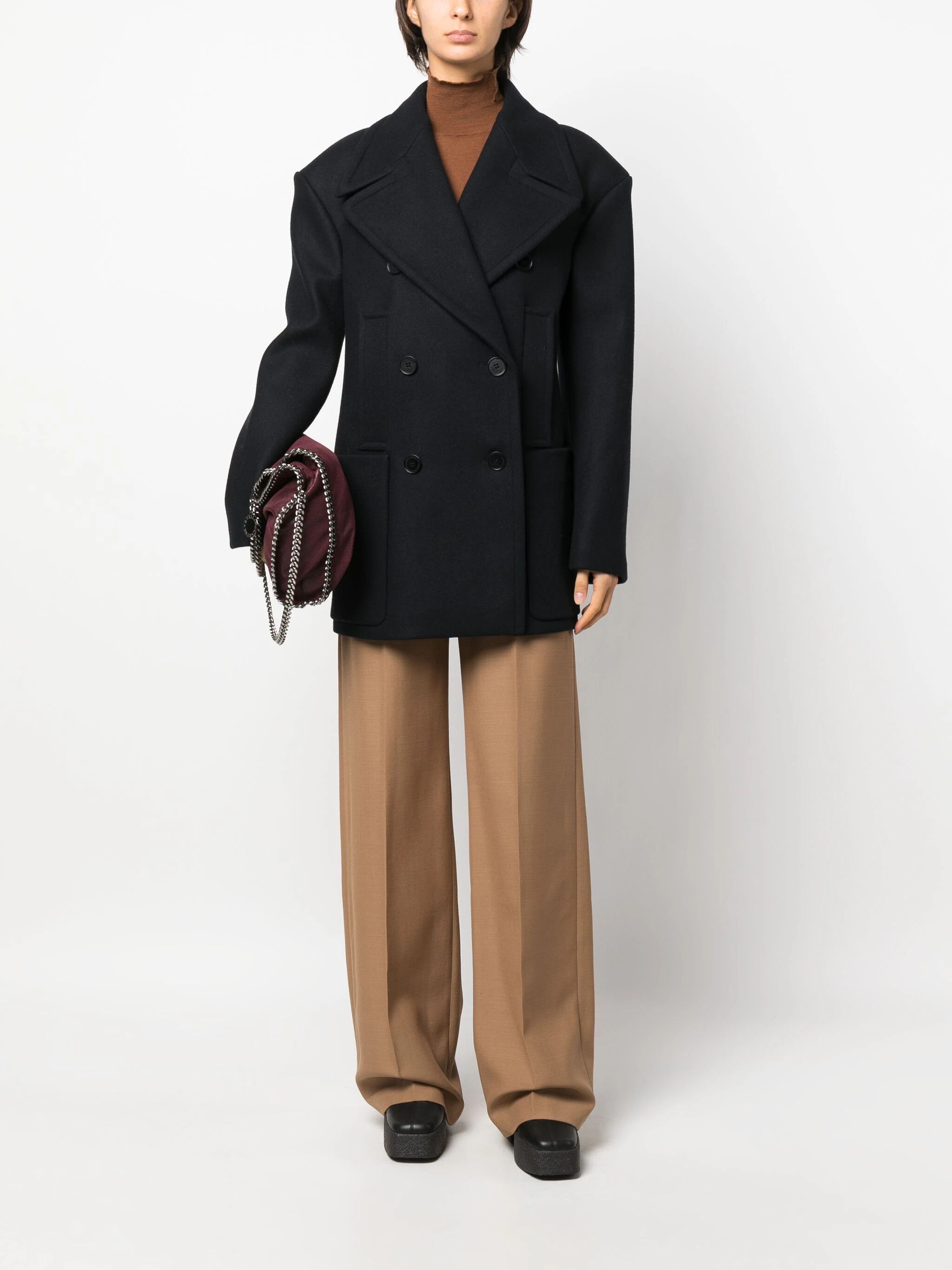 Stella McCartney o1s22i1n1024 Straight Wool Trousers in Brown Size 30" / US 8 / IT 44 - 2 Thumbnail